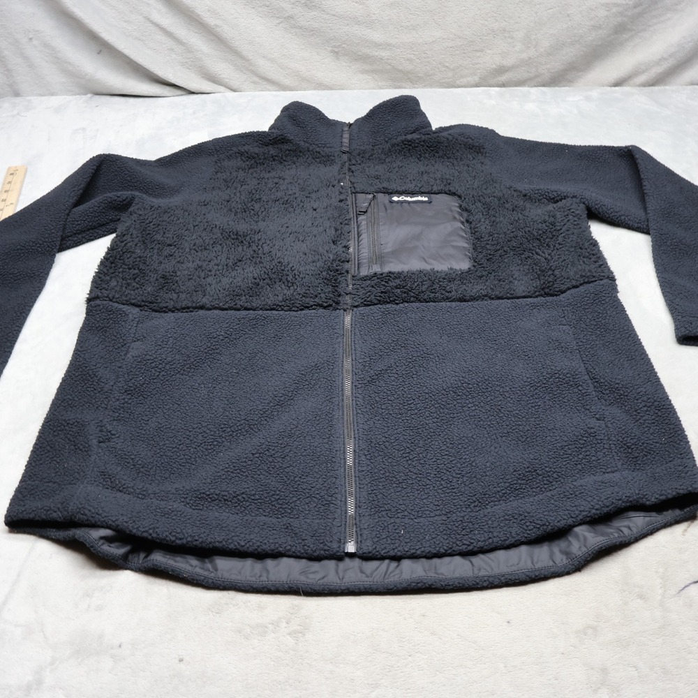 Columbia Jacket Womens Large Black Fleece Lodge Sherpa Full Zip Winter Outdoor